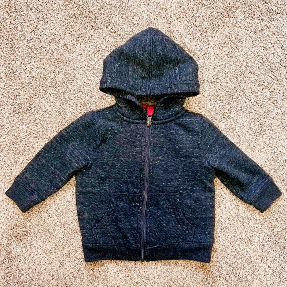 Cat & Jack Baby Zip-Up Hoodie 18M – Dark Gray – Excellent Condition